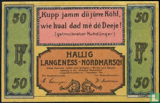 Langeness Nordmarsch 50 pfennig - Bild 1