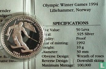 Bulgaria 50 leva 1992 (PROOF) "1994 Winter Olympics in Lillehammer" - Image 3