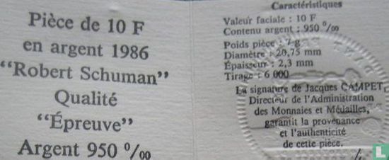 Frankreich 10 Franc 1986 (PP - Silber) "100th anniversary Birth of Robert Schuman" - Bild 3