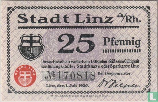 Linz am Rhein 25 Pfennig 1920 - Image 1