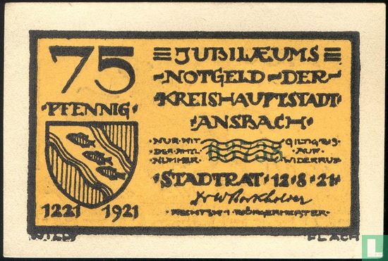 Ansbach 75 Pfennig 1921 - Afbeelding 1