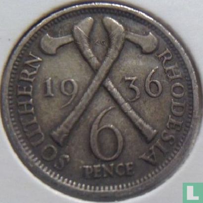Rhodésie du Sud 6 pence 1936 - Image 1