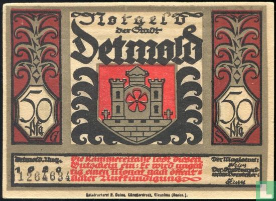 Detmold, Stadt - 50 Pfennig (2) 1920 - Bild 1