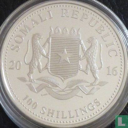 Somalië 100 shillings 2016 (gedeeltelijk verguld) "Elephant" - Afbeelding 1