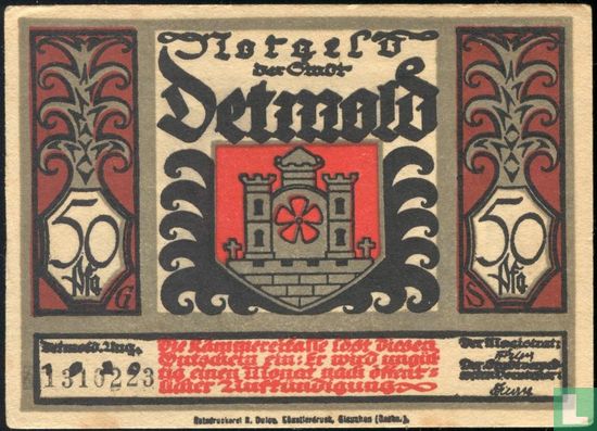 Detmold, Stadt - 50 Pfennig (4) 1920  - Afbeelding 1