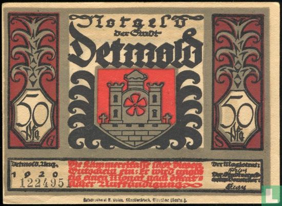 Detmold, Stadt - 50 Pfennig (9) 1920 - Afbeelding 1