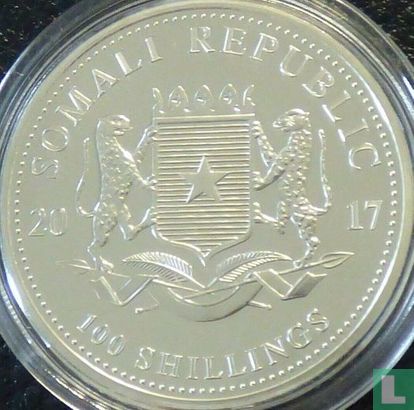 Somalia 100 shillings 2017 (partial gold plated) "Elephant" - Image 1
