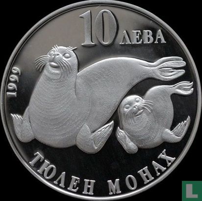 Bulgarije 10 leva 1999 (PROOF) "Monk seal" - Afbeelding 1
