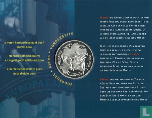 België 500 francs 2001 (PROOF - folder) "Belgian presidency of European Union" - Afbeelding 2