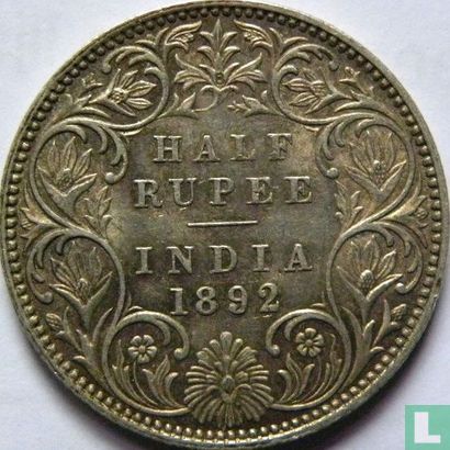 Brits-Indië ½ rupee 1892 (Bombay) - Afbeelding 1