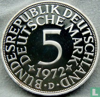 Allemagne 5 mark 1972 (BE - D) - Image 1