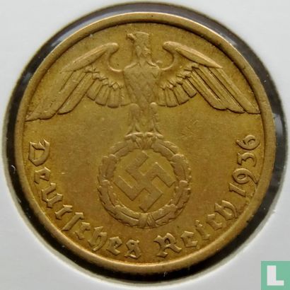 Duitse Rijk 10 reichspfennig 1936 (hakenkruis - A) - Afbeelding 1
