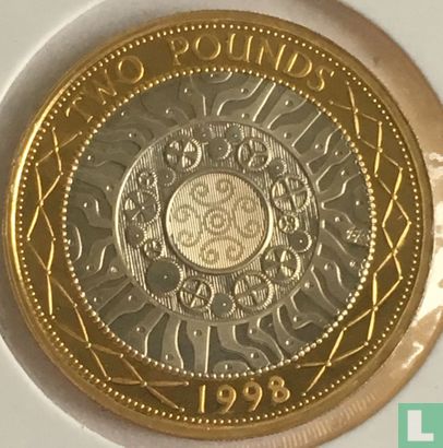 Verenigd Koninkrijk 2 pounds 1998 (PROOF - gedeeltelijk verguld zilver) - Afbeelding 1