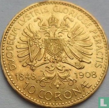 Austria 10 corona 1908 "60th anniversary Reign of Franz Joseph I" - Image 1