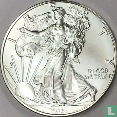 United States 1 dollar 2021 (type 1 - without letter - colourless) "Silver Eagle" - Image 1