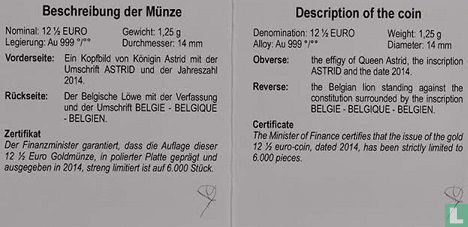 België 12½ euro 2014 (PROOF) "Queen Astrid" - Afbeelding 3