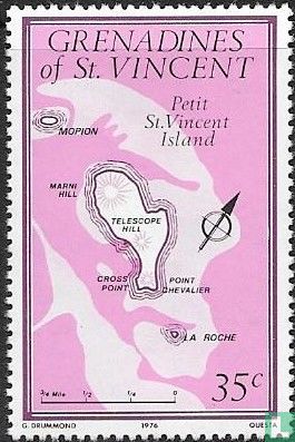Landkaart Petit St. Vincent