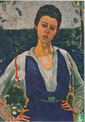 Bildnis Gertrud Müller im Garten, Hüftbild, 1916 - Afbeelding 1