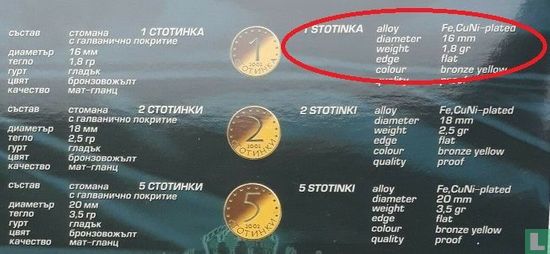 Bulgarie 1 stotinka 2000 (acier recouvert de cuivre-nickel) - Image 3