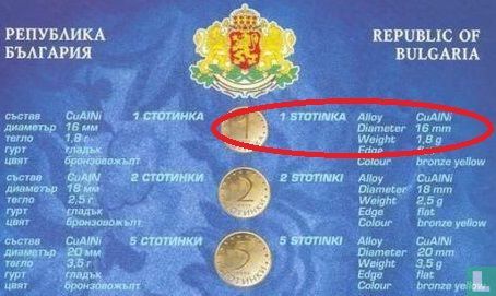 Bulgarije 1 stotinka 1999 (medailleslag) - Afbeelding 3