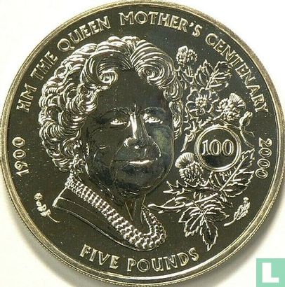 Guernsey 5 pounds 2000 "100th Birthday of Queen Mother" - Afbeelding 2