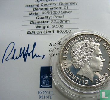 Guernsey 1 pound 2000 (PROOF) "100th Birthday of Queen Mother" - Afbeelding 3