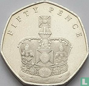 Man 50 pence 2018 "65th anniversary Coronation of Queen Elizabeth II - Coronation crown" - Afbeelding 2
