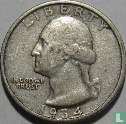 États-Unis ¼ dollar 1934 (D) - Image 1