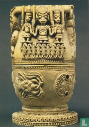 Jug with carved human and animal figures - Image 1