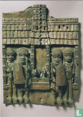 Embossed plaque showing the entrance of teh Oba palace in Benin - Image 1