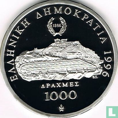 Griechenland 1000 Drachme 1996 (PP) "Centenary of the modern Olympic Games - Ancient  wrestlers" - Bild 1