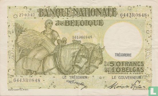 Belgien 50 Francs / 10 Belgas - Bild 1