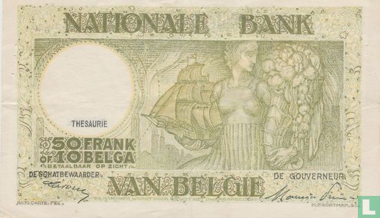 Belgien 50 Francs / 10 Belgas - Bild 2