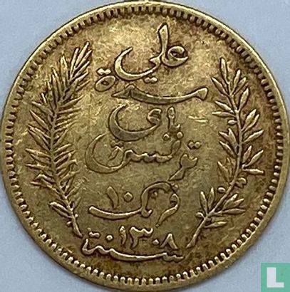 Tunesië 10 francs 1891 (AH1308) - Afbeelding 2