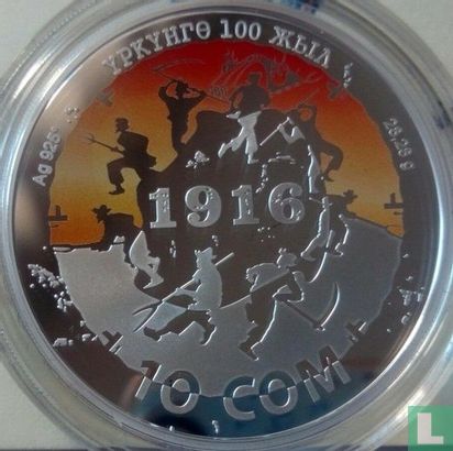 Kyrgyzstan 10 som 2016 (PROOF) "100th anniversary Uprising of 1916" - Image 2