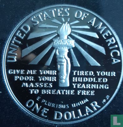 États-Unis 1 dollar 1986 (BE - coloré) "Centenary of the Statue of Liberty - Connecticut" - Image 2