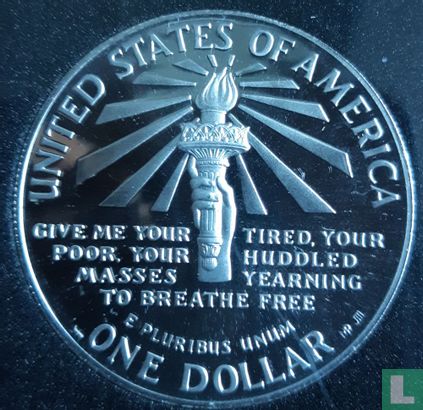 Vereinigte Staaten 1 Dollar 1986 (PP - gefärbt) "Centenary of the Statue of Liberty - North Carolina" - Bild 2