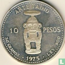 Dominican Republic 10 pesos 1975 "First silver extraction from Pueblo Viejo Mine" - Image 1