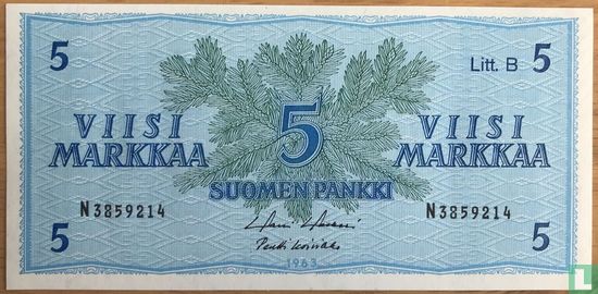 Finland 5 Markkaa 1963 (P106Aa44) - Image 1