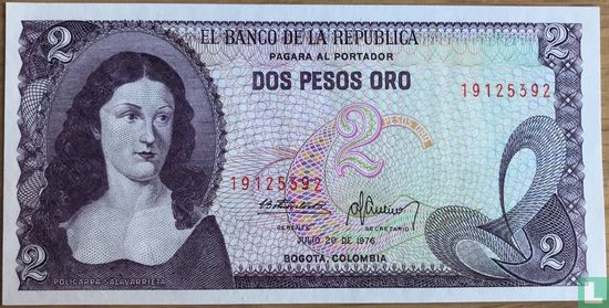 Colombia 2 Pesos Oro 1976 - Image 1