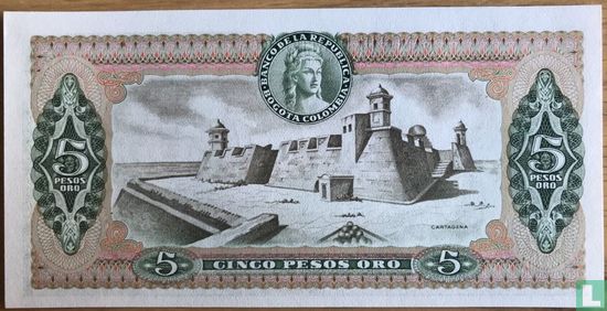 Kolumbien 5 Pesos Oro 1977 - Bild 2