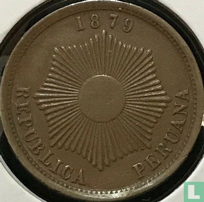 Peru 2 centavos 1879 (medal alignment) - Image 1