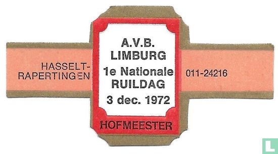 A.V.B Limburg 1e Nationale ruildag 3 dec. 1972  - Hasselt-Rapertingen- 011-24216 - Image 1
