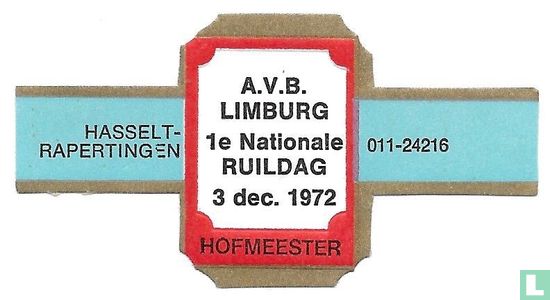 A.V.B Limburg 1e Nationale ruildag 3 dec. 1972  - Hasselt-Rapertingen- 011-24216 - Image 1
