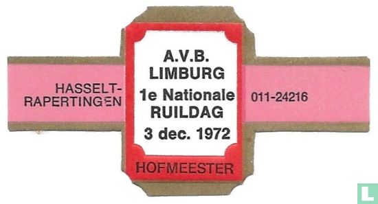 A.V.B Limburg 1e Nationale ruildag 3 dec. 1972  - Hasselt-Rapertingen- 011-24216 - Bild 1
