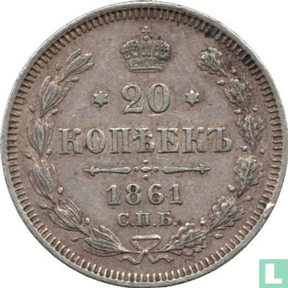 Rusland 20 kopeken 1861 (zonder letters) - Afbeelding 1
