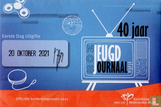Pays-Bas 5 euro 2021 (coincard - premier jour d'émission) "40 years youth news" - Image 3