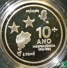 Sao Tomé en Principe 100 dobras 1985 (PROOF - zilver) "10th anniversary of Independence" - Afbeelding 1