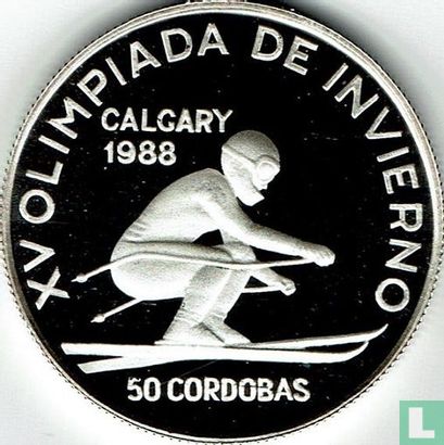 Nicaragua 50 córdobas 1988 (PROOF) "Winter Olympics in Calgary" - Afbeelding 1
