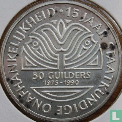 Suriname 50 guilders 1990 (PROOF) "15th anniversary of Independence" - Afbeelding 1